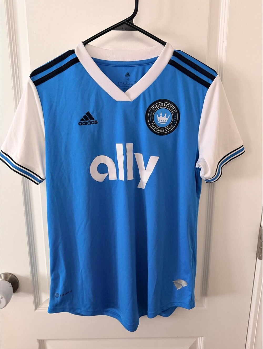 Adidas Charlotte FC Home Soccer Jersey Men's Size M Blue White MLS (0011)